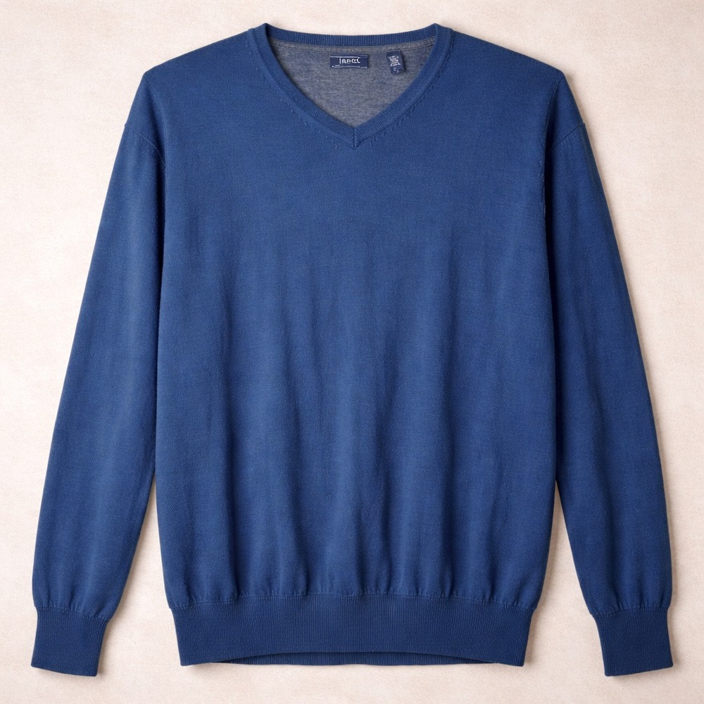 IZOD Mens Navy Blue‎ V Neck Long Sleeve Sweater Pullover Size Large